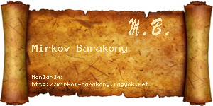 Mirkov Barakony névjegykártya